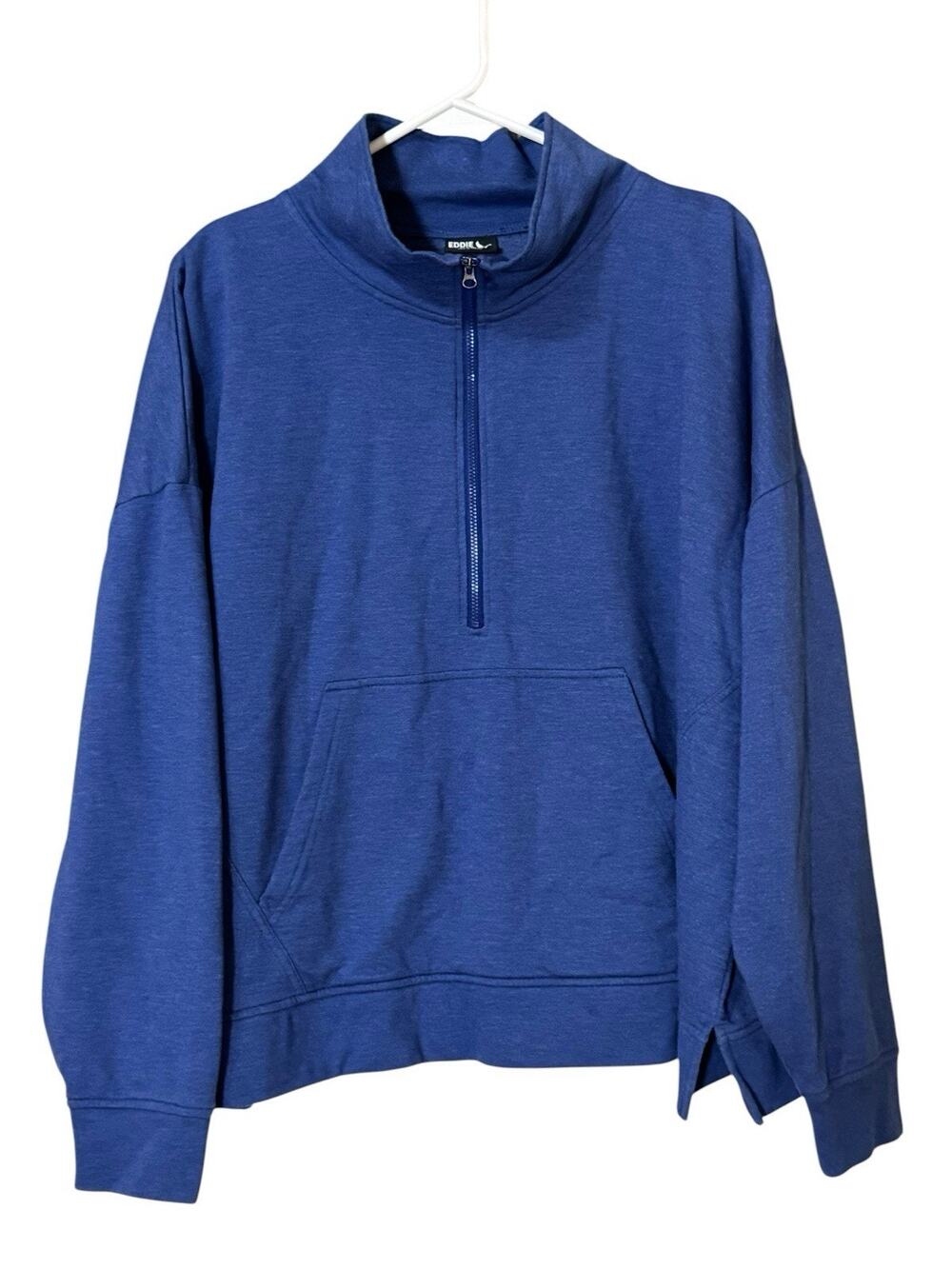 Eddie Bauer Women Size 2XL Mock Neck 1/2 Zip Sweatshirt Pocket Lightweight Blue